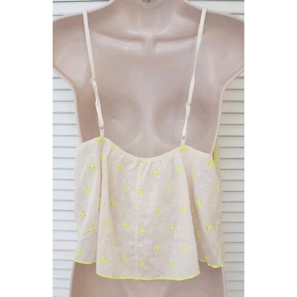 NEW FREE PEOPLE INTIMATELY CATCH THE LIGHT EYELET TUNIC TOP MEDIUM IVORY YELLOW - Picture 6 of 8